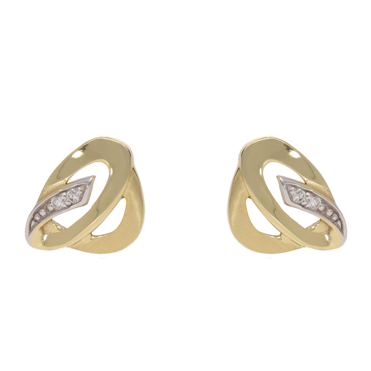 Double Open Oval Diamond 9ct Yellow Gold Stud Earrings - Michael Jones Jeweller