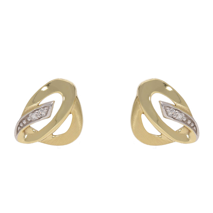 Double Open Oval Diamond 9ct Yellow Gold Stud Earrings