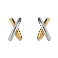 Crossover 9ct Yellow and White Gold Hoop Earrings