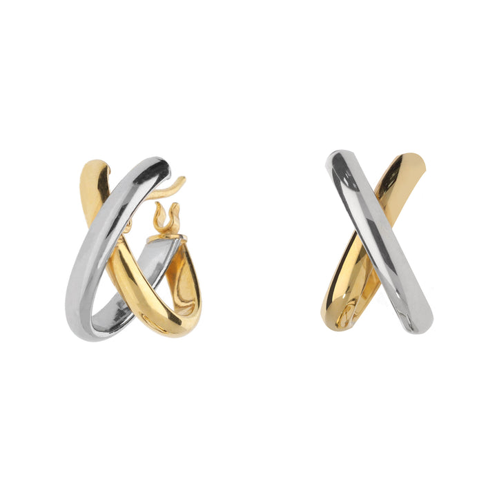 Crossover 9ct Yellow and White Gold Hoop Earrings