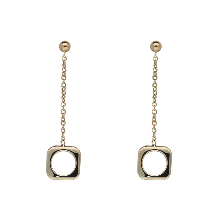 Square Polished 9ct Yellow Gold Drop Earrings