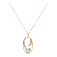 Blue Topaz and Diamond 9ct Yellow Gold Pendant - Michael Jones Jeweller