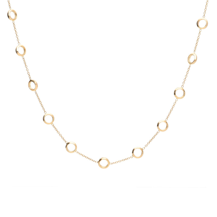 Open Circle Station Link 9ct Yellow Gold 45cm Necklace
