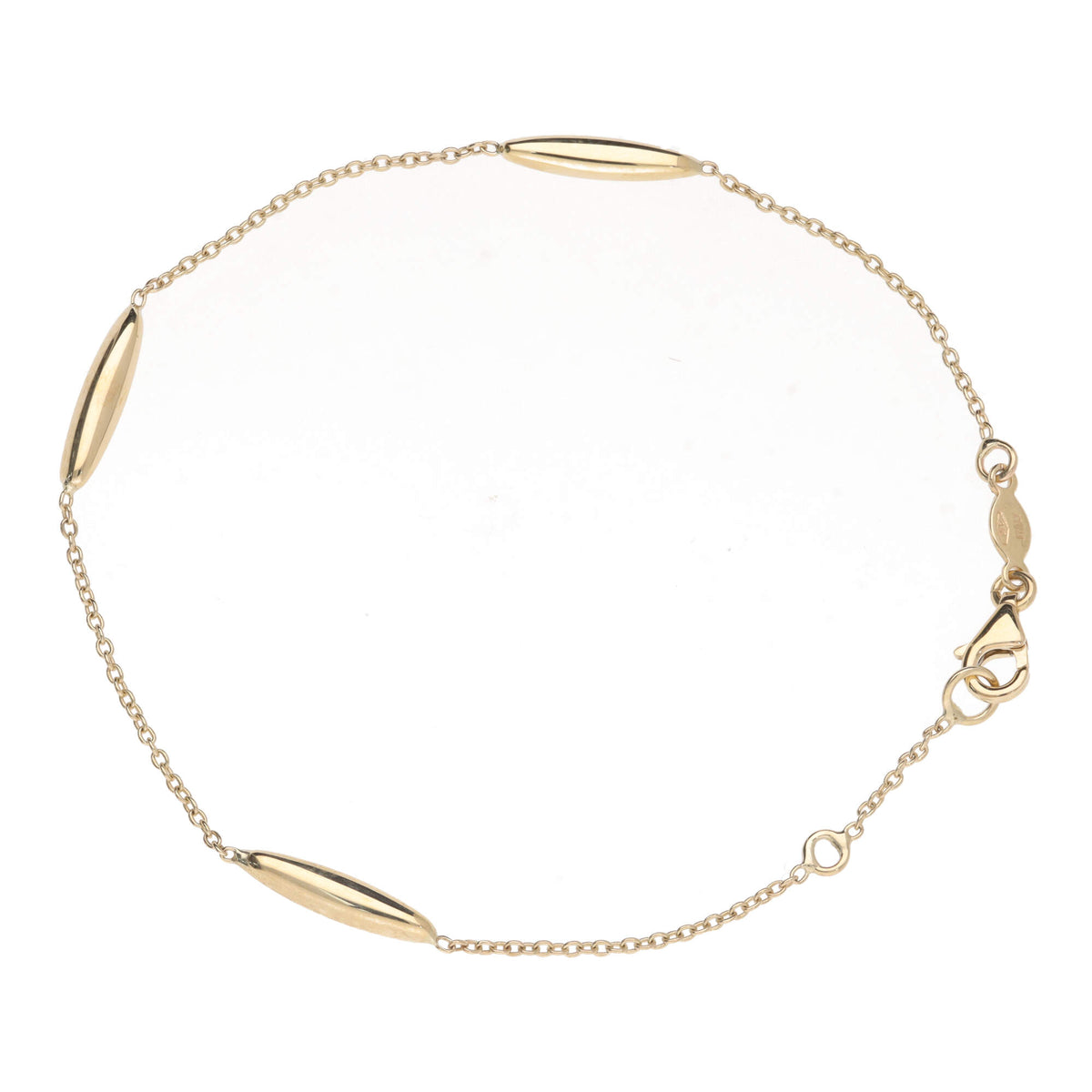 Long Oval 9ct Yellow Gold Station Link Bracelet - Michael Jones Jeweller
