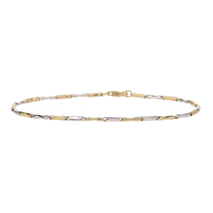 Concave Bar Link 9ct Yellow and White Gold Bracelet