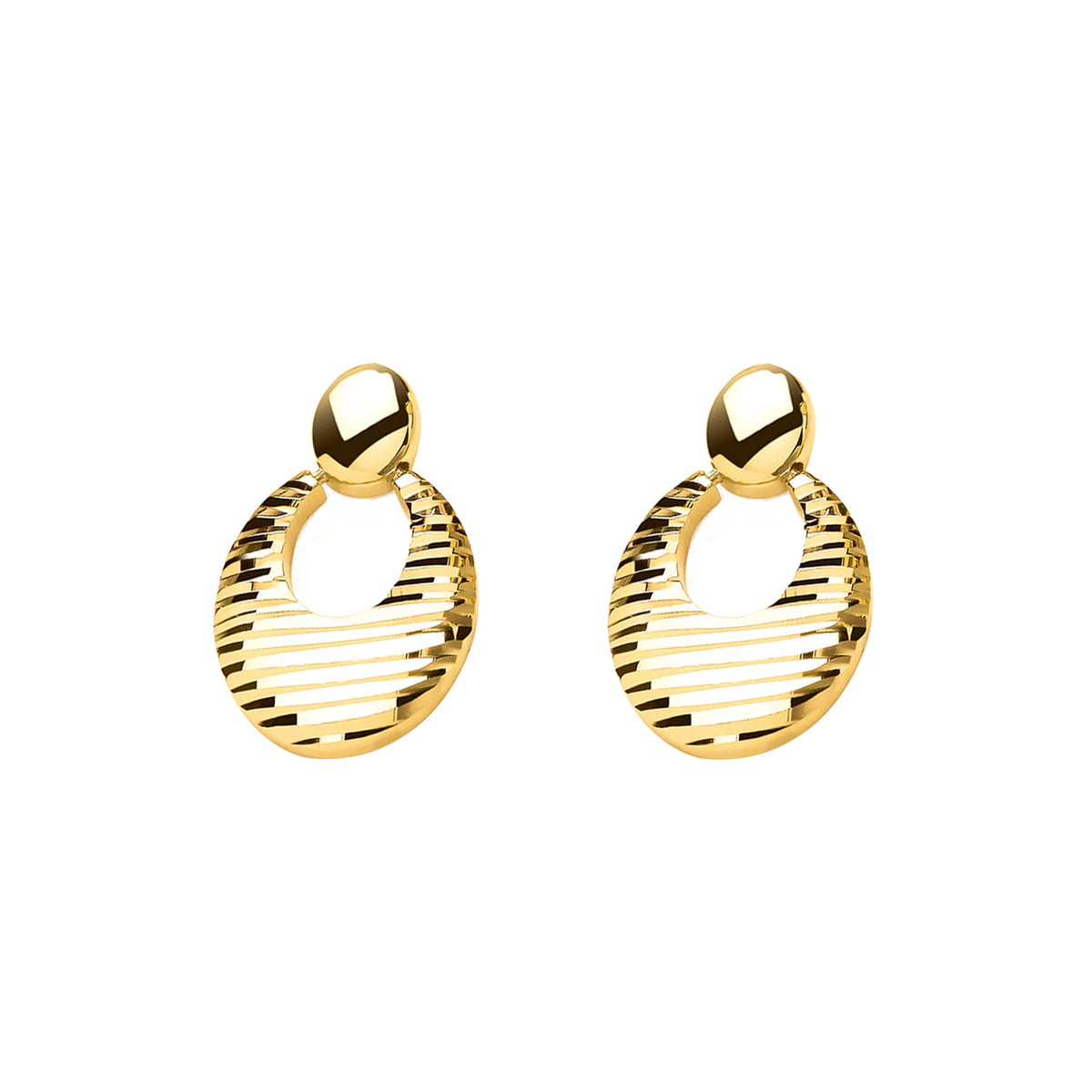 Oval Drop Diamond Cut 9ct Yellow Gold Earrings - Michael Jones Jeweller