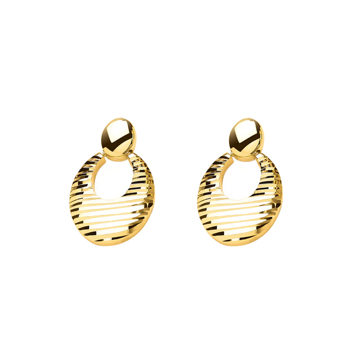 Oval Drop Diamond Cut 9ct Yellow Gold Earrings