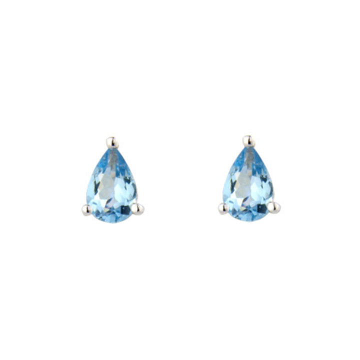 Aquamarine 9ct White Gold Pear Shape Stud Earrings