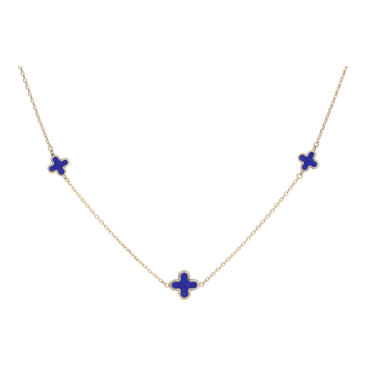 Lapis 9ct Yellow Gold Clover Necklace