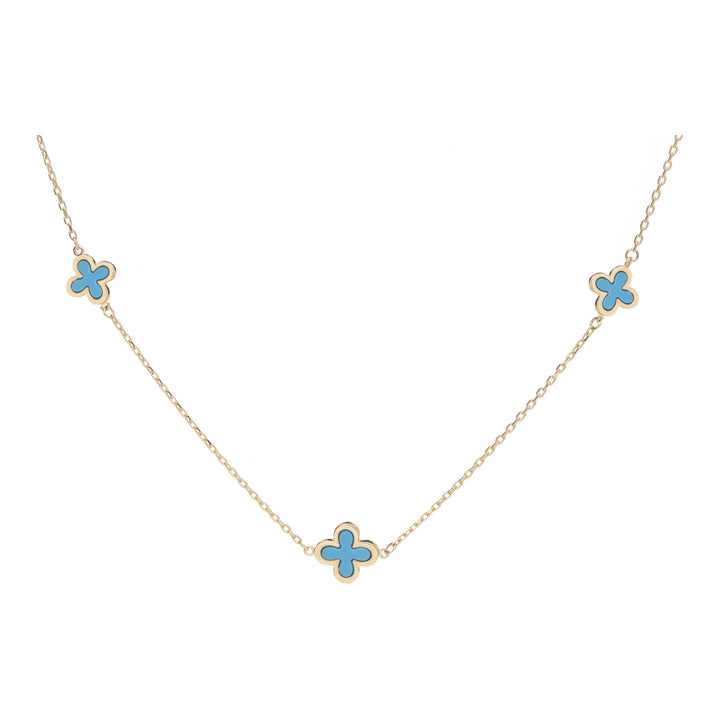 Turquoise 9ct Yellow Gold Clover Necklace