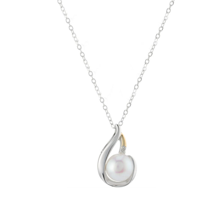 Cultured Pearl 9ct Yellow and White Gold Necklace