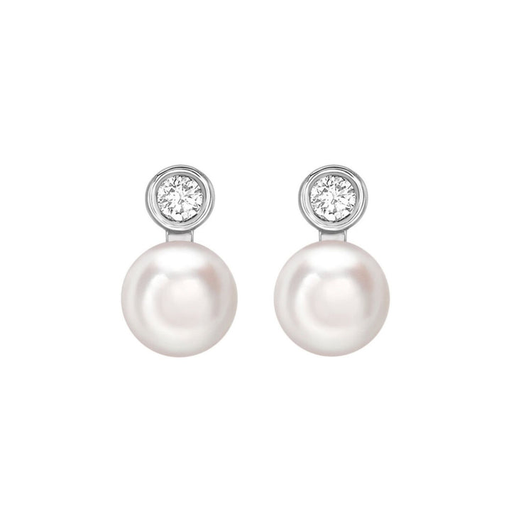 Akoya Pearl and Diamond 18ct White Gold Stud Earrings