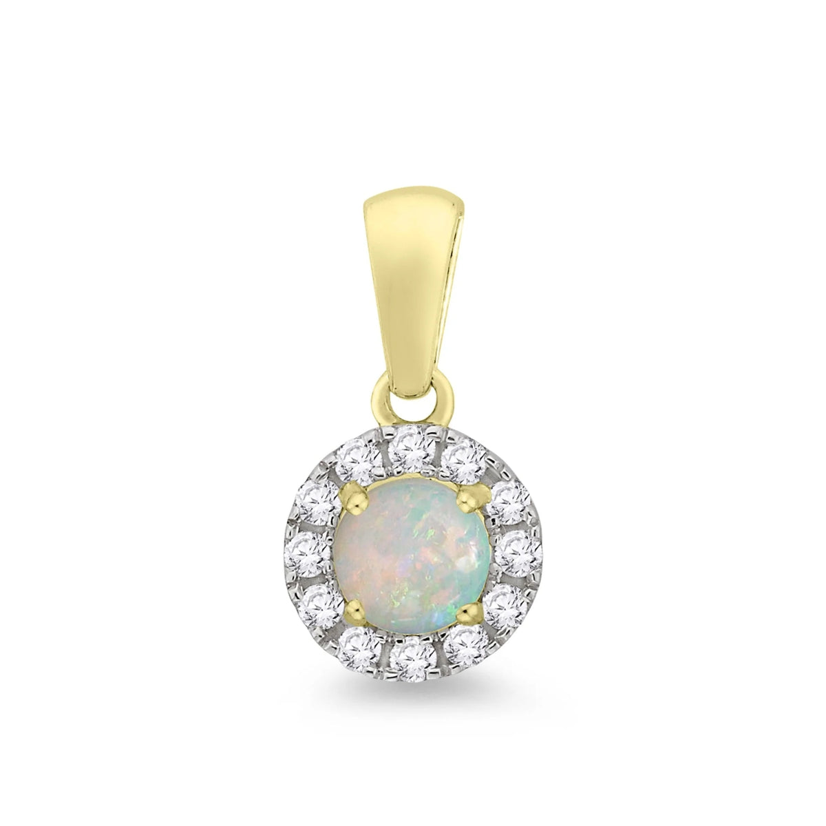 Opal and Diamond 9ct Yellow Gold Pendant - Michael Jones Jeweller