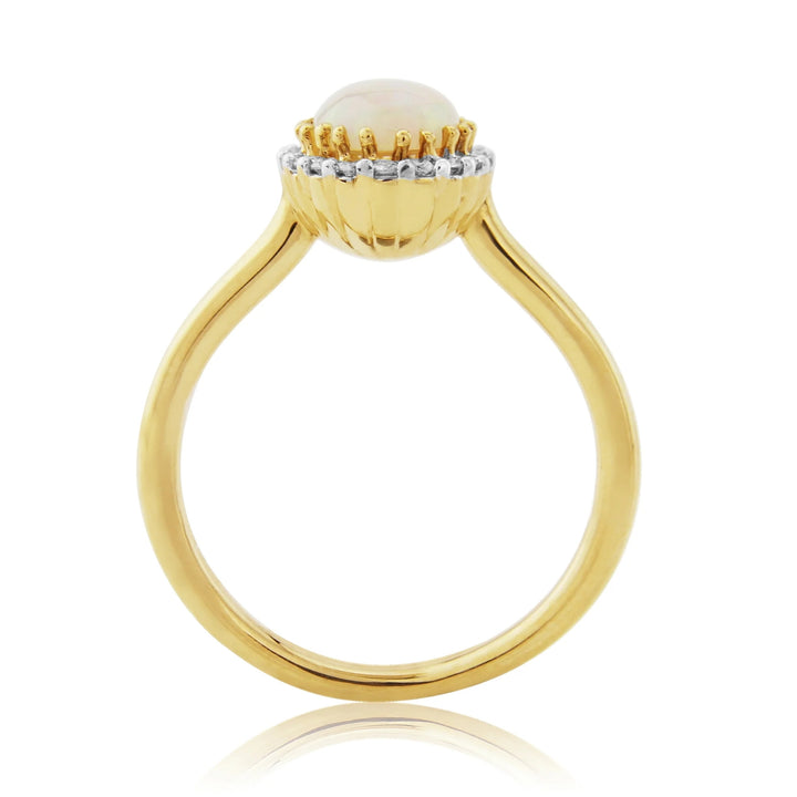 Opal and Diamond Cluster 9ct Yellow Gold Ring