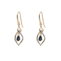 Sapphire and Diamond 9ct Yellow Gold Marquise Drop Earrings