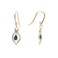 Sapphire and Diamond 9ct Yellow Gold Marquise Drop Earrings