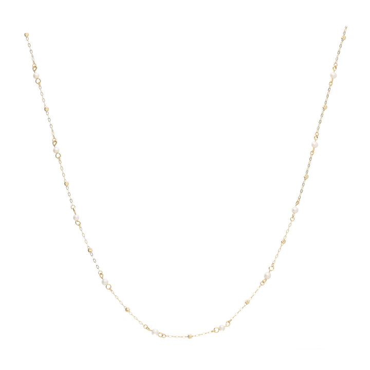 Freshwater Pearl Station Link 9ct Yellow Gold Necklace