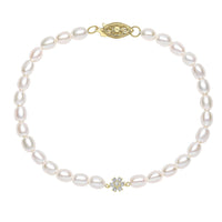 Freshwater Pearl and Diamond 9ct Yellow Gold Bracelet - Michael Jones Jeweller