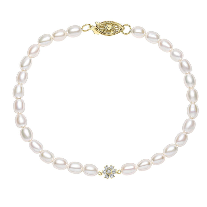 Freshwater Pearl and Diamond 9ct Yellow Gold Bracelet - Michael Jones Jeweller