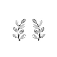 Vine Leaf Diamond 9ct White Gold Stud Earrings