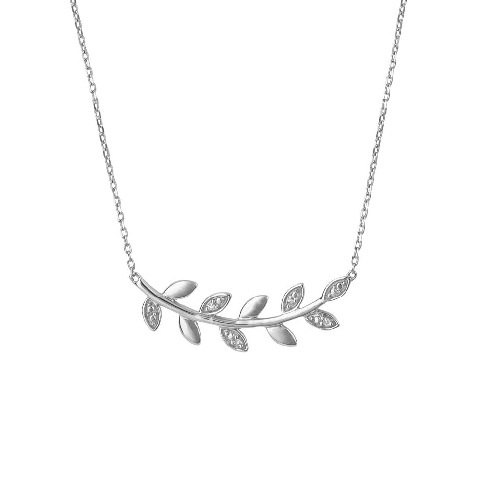 Vine Leaf Diamond 9ct White Gold Necklace - Michael Jones Jeweller