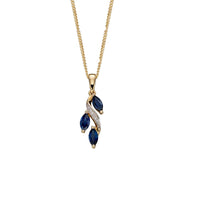 Blue Sapphire and Diamond 9ct Yellow Gold Drop Pendant