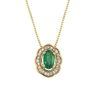 Emerald and Diamond 9ct Yellow God Cluster Pendant