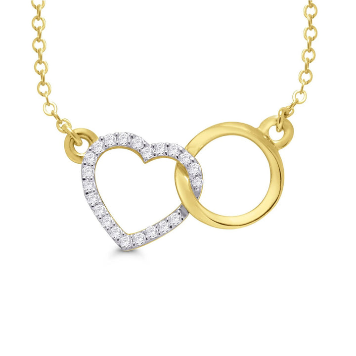Diamond Open Heart 9ct Yellow Gold Neecklace