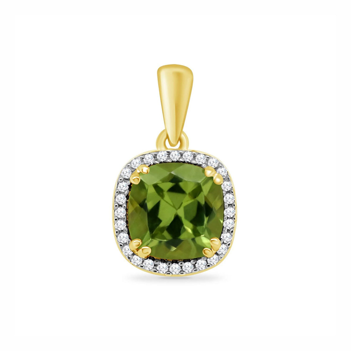 Peridot and Diamond Cluster 9ct Yellow Gold Pendant - Michael Jones Jeweller