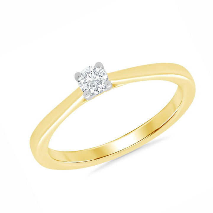 Diamond 0.15ct Solitaire 9ct Yellow Gold Ring (N)