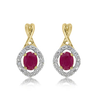 Ruby and Diamond 9ct Yellow Gold Drop Earrings