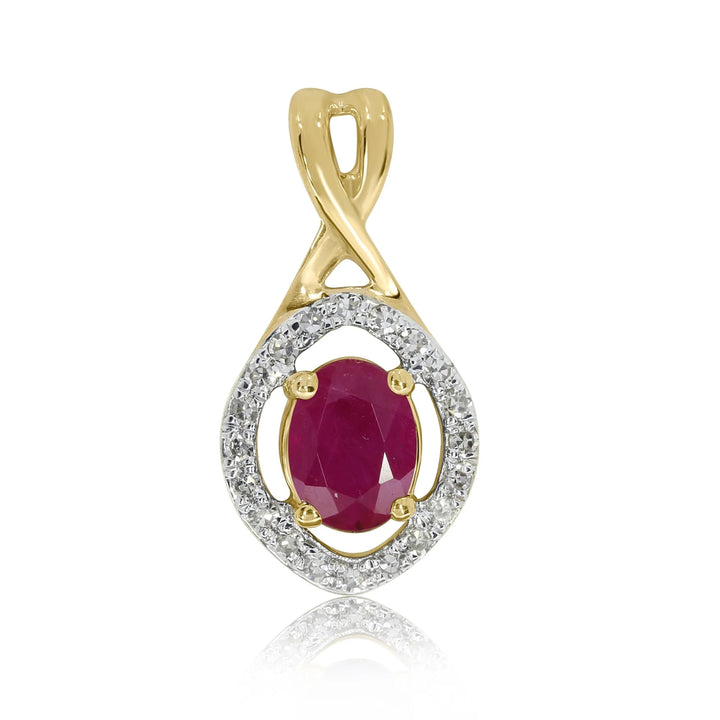 Ruby and Diamond 9ct Yellow Gold Pendant