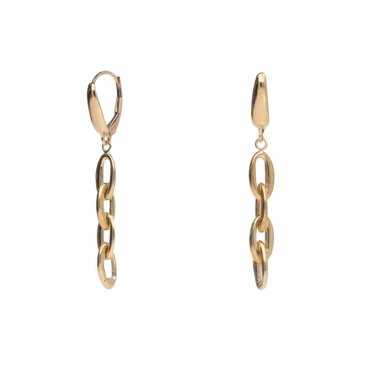 Oval Link 9ct Yellow Gold Drop Earrings