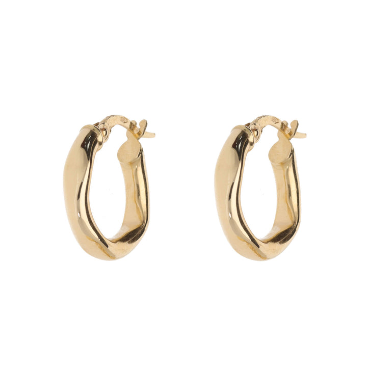 Irregular 9ct Yellow Gold 15mm Hoop Earrings