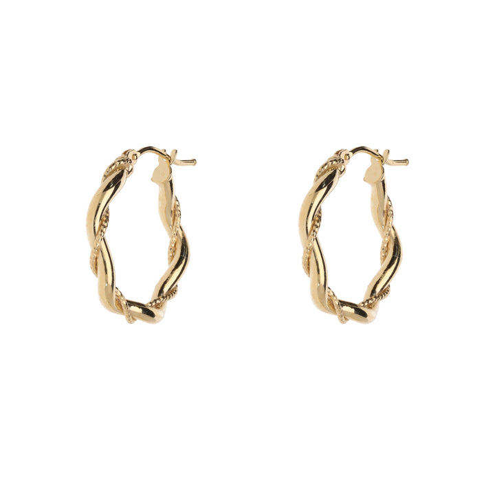 Twisted 20mm 9ct Yellow Gold Hoop Earrings