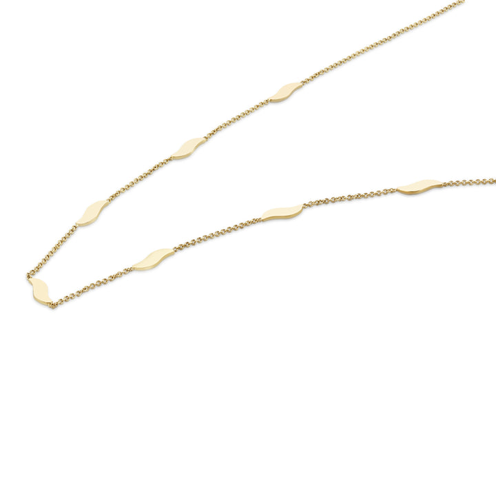 Wave Design Station Link 9ct Yellow Gold Necklace