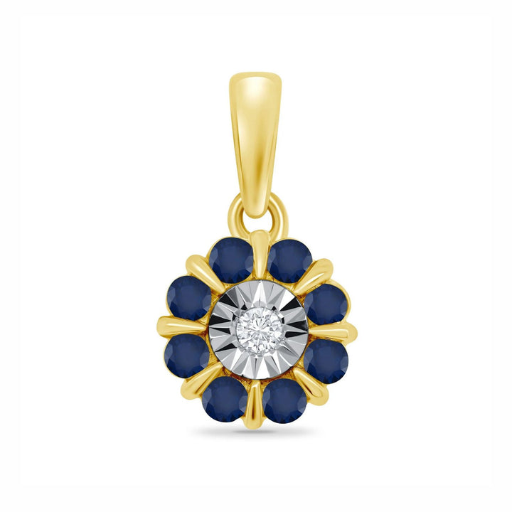 Illusion Diamond and Sapphire 9ct Yellow Gold Pendant