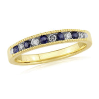 Sapphire and Diamond 9ct Yellow Gold Half Eternity Ring (M) - Michael Jones Jeweller