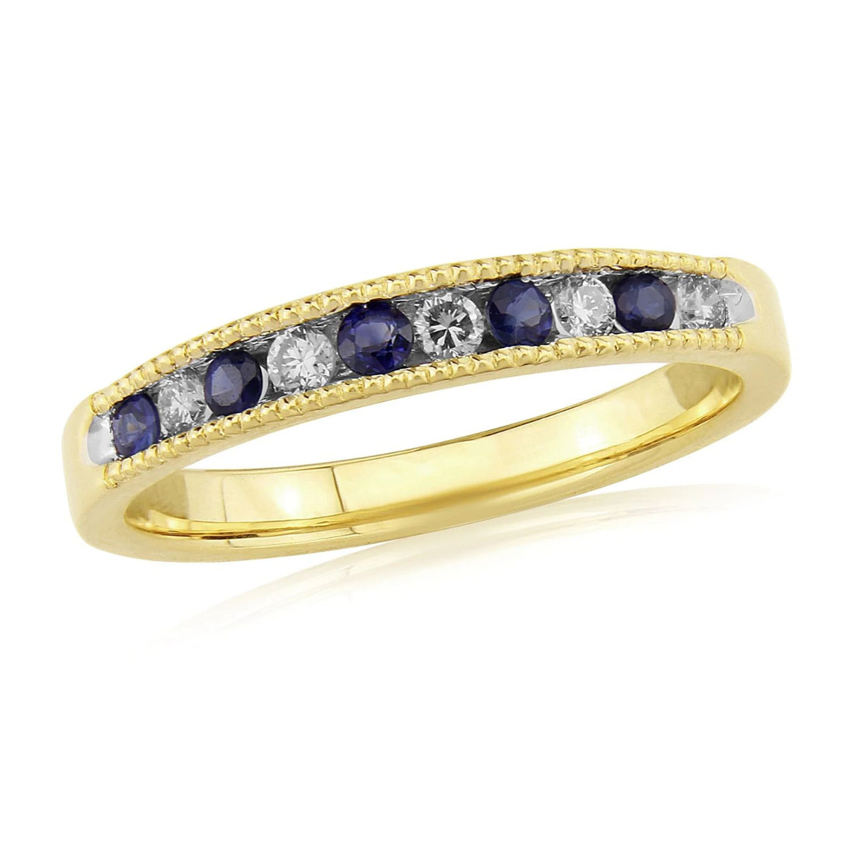 Sapphire and Diamond 9ct Yellow Gold Half Eternity Ring (M) - Michael Jones Jeweller