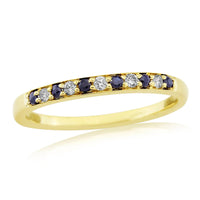 Sapphire & Diamond 9ct Yellow Gold Half Eternity Ring (N)