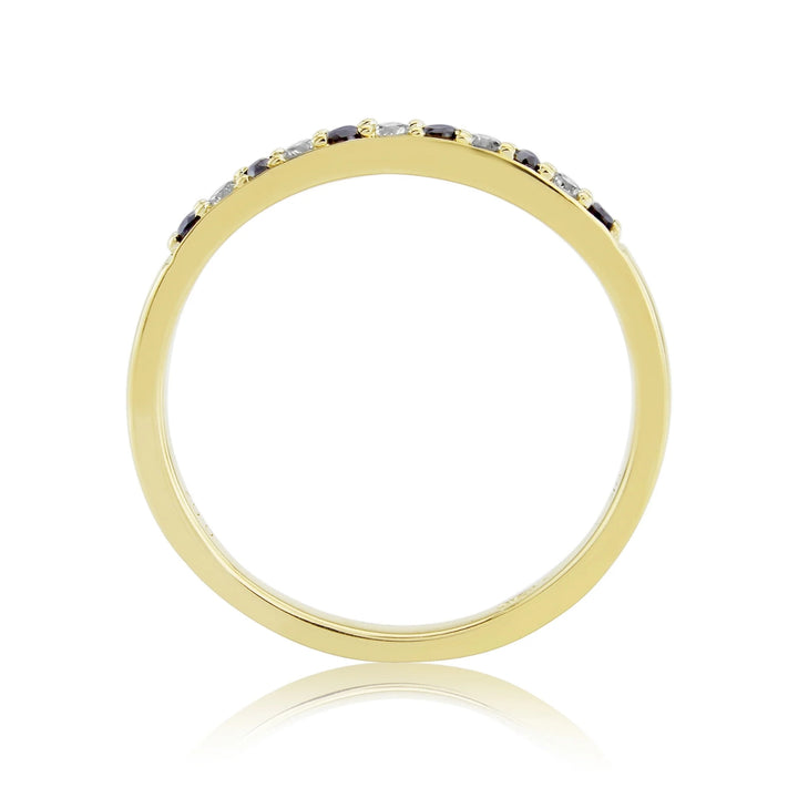 Sapphire & Diamond 9ct Yellow Gold Half Eternity Ring (N)