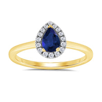 Sapphire and Diamond Cluster 9ct Yellow Gold Ring