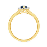 Sapphire and Diamond Cluster 9ct Yellow Gold Ring - Michael Jones Jeweller