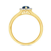 Sapphire and Diamond Cluster 9ct Yellow Gold Ring