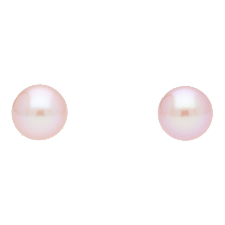 Pink Freshwater 8mm Pearl 9ct Yellow Gold Earrings