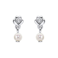 D for Diamond Freshwater Pearl Silver Flower Drop Earrings - Michael Jones Jeweller