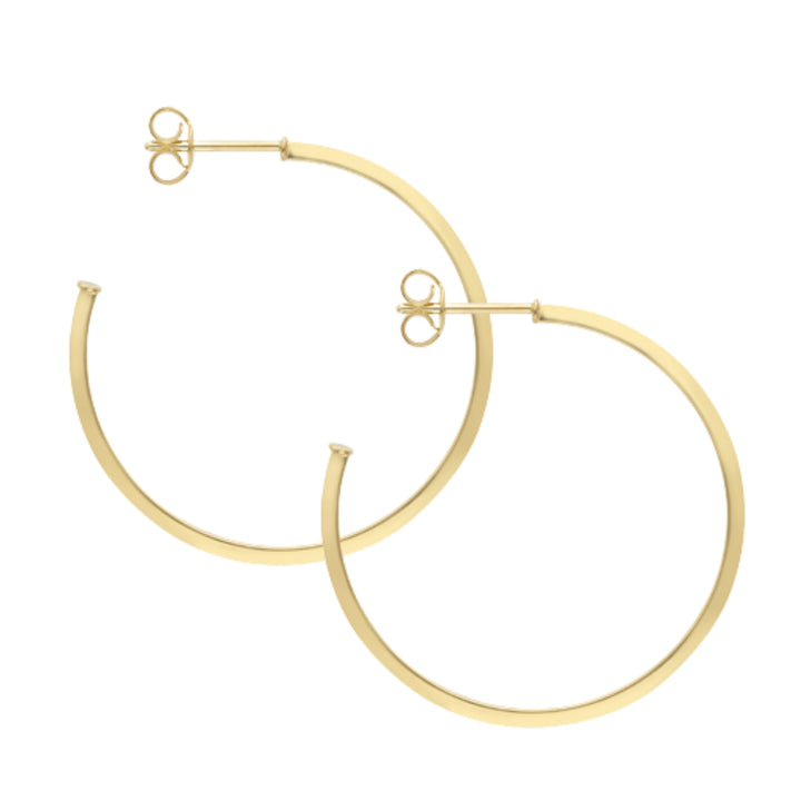 Square Tube 9ct Yellow Gold Hoop Earrings