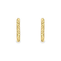 Faceted Rectangular 9ct Yellow Gold Huggy Hoop Earrings - Michael Jones Jeweller