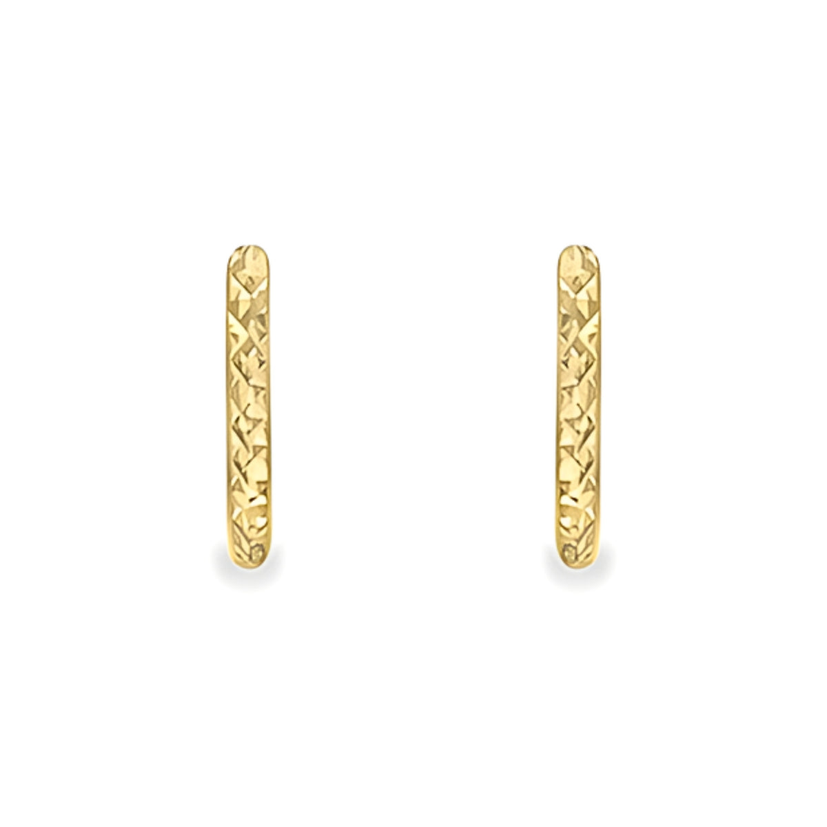 Faceted Rectangular 9ct Yellow Gold Huggy Hoop Earrings - Michael Jones Jeweller