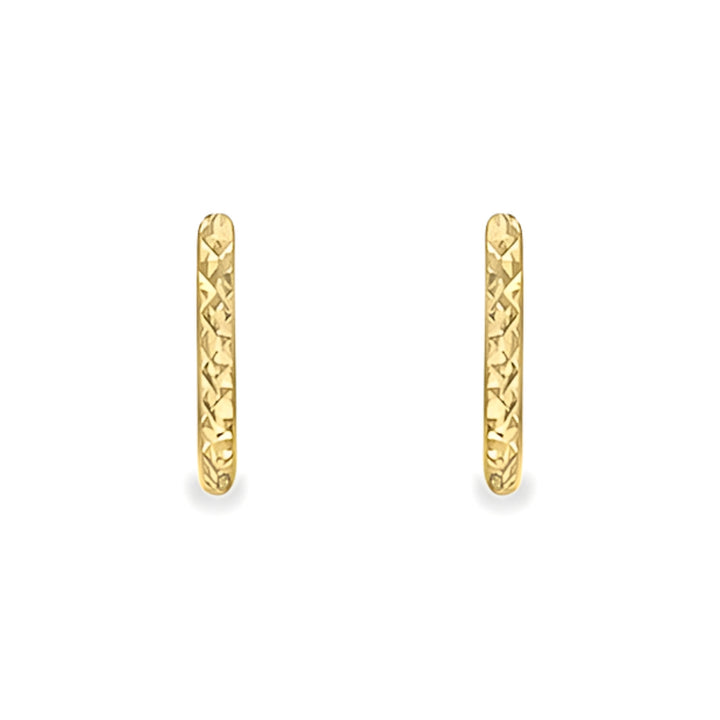 Faceted Rectangular 9ct Yellow Gold Huggy Hoop Earrings